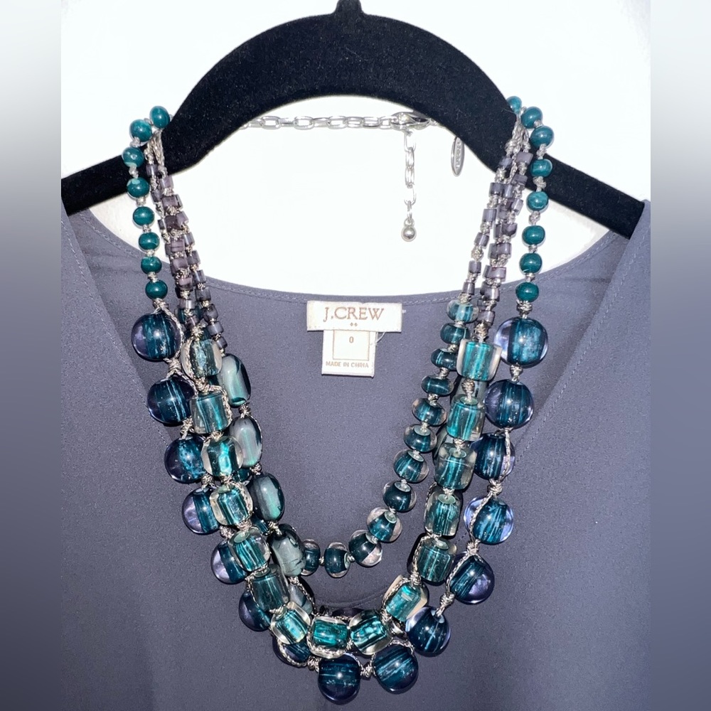 Chico's Blue Beaded Layered Necklace